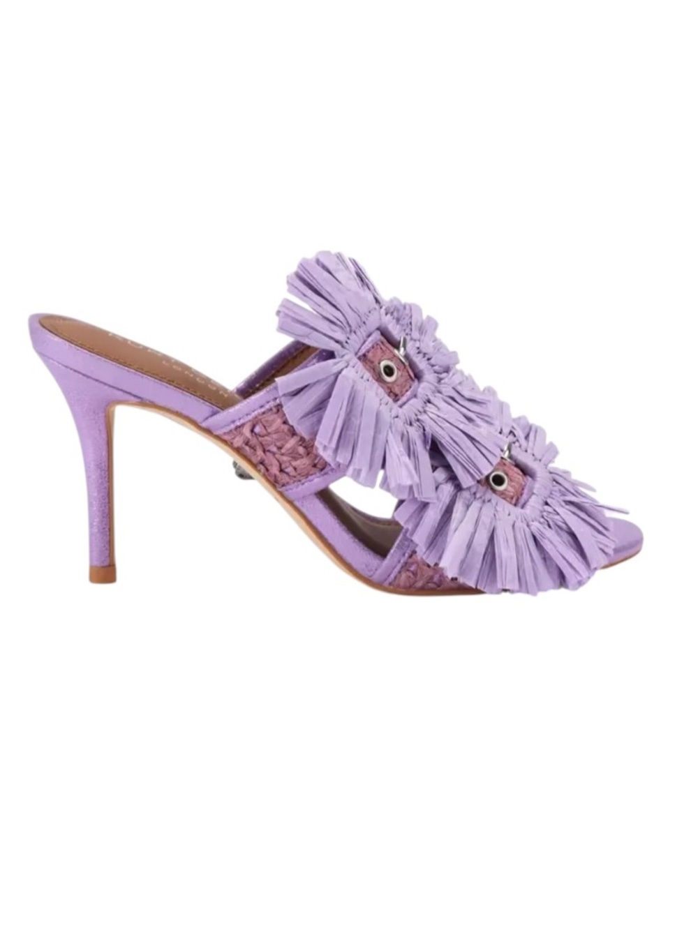 NEW Kurt Geiger London Raffia Buckle Heel in Lilac